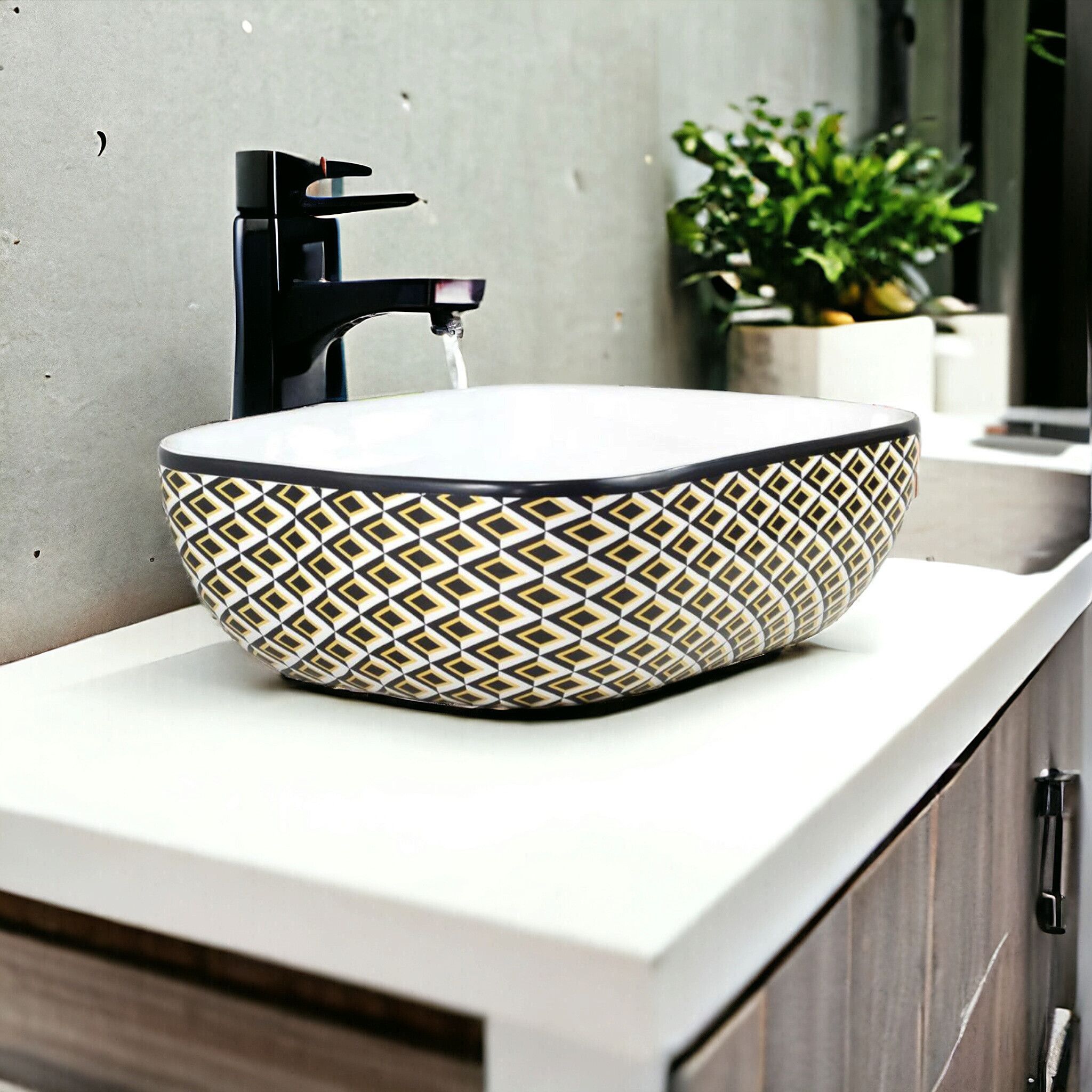 Premium Quality Attractive Ceramic Glossy Art Basin For Bathrooms & Living Room AR-04 [18 x 13 x 5]INCH Table Top Basin-image-21