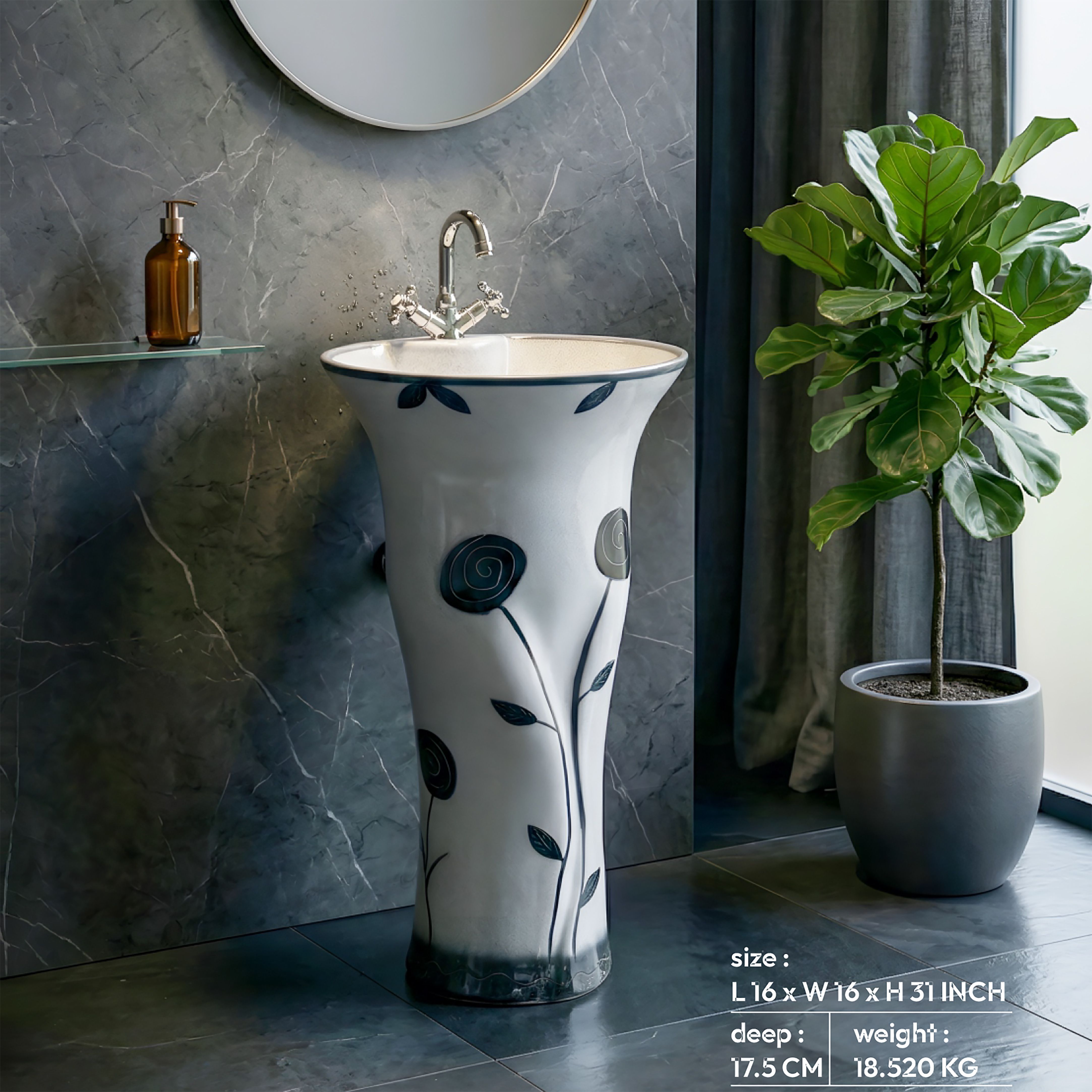 Premium Quality Unique Designer Wash Basin Handcrafted U02 Pedestal Basin-image-43