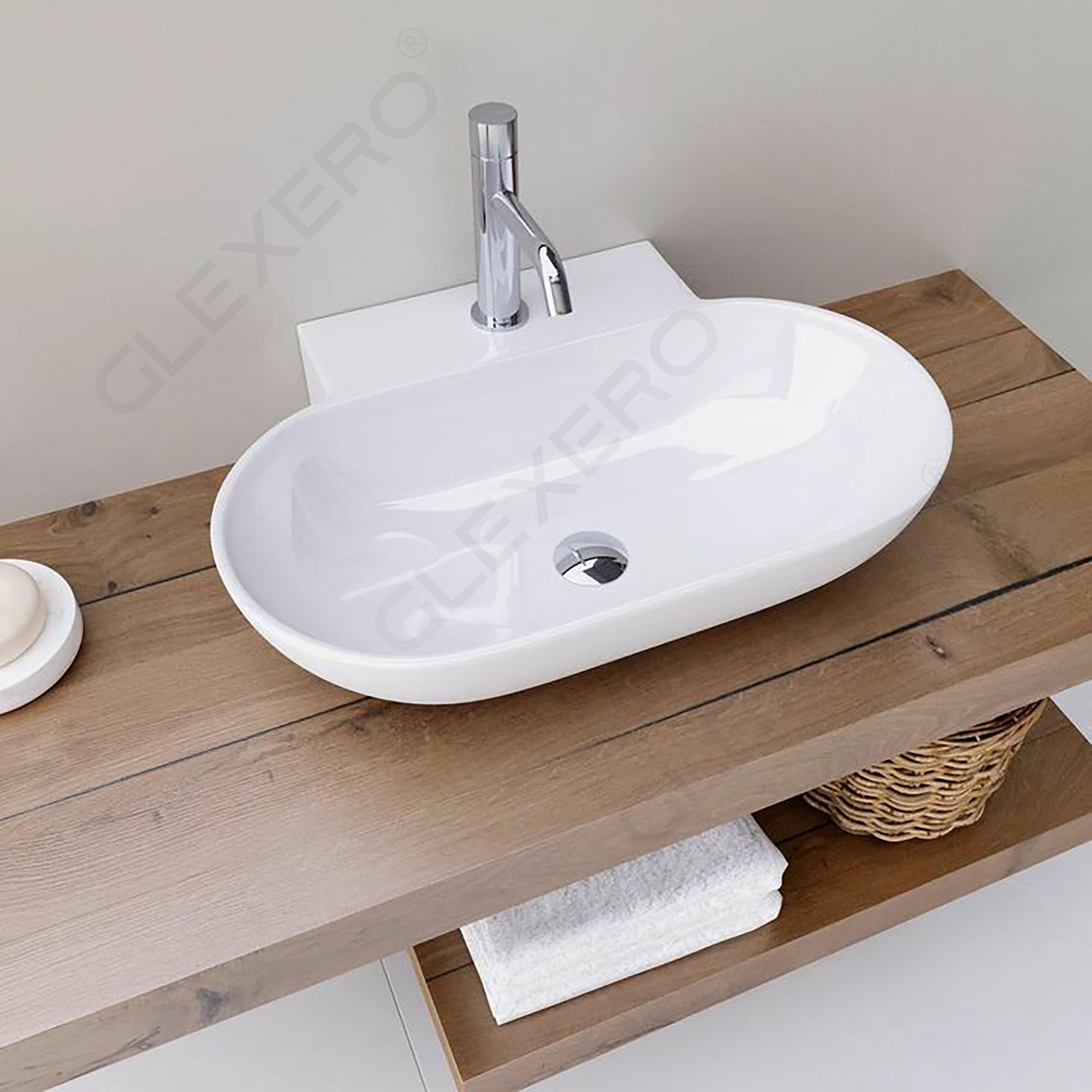 Premium Quality Super White Wall Mounted And Table Top Basin Combo Mac Counter Top-image-9