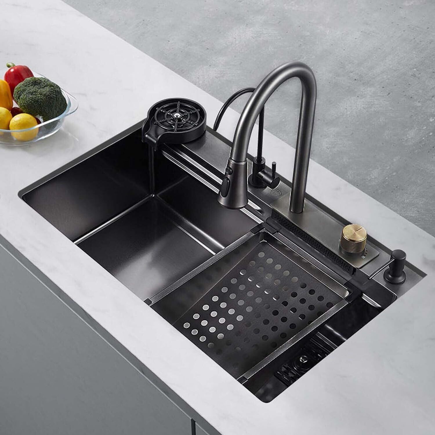 Pull-down Faucet, Anti Scratch Design 304 Grade Stainless Steel 30 x 18 x 10 Inch Kitchen Sink Vessel Sink-image-40