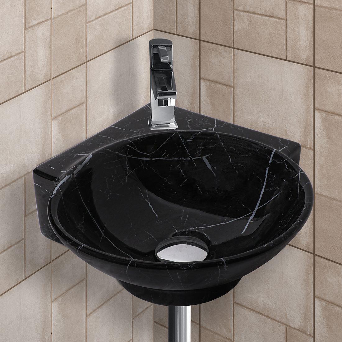 Ceramic Wash Basin 16.3 x 13.8 x 4.3 inch | PERRY_03 (G) Perry - 6001 Corner Basin-image-17