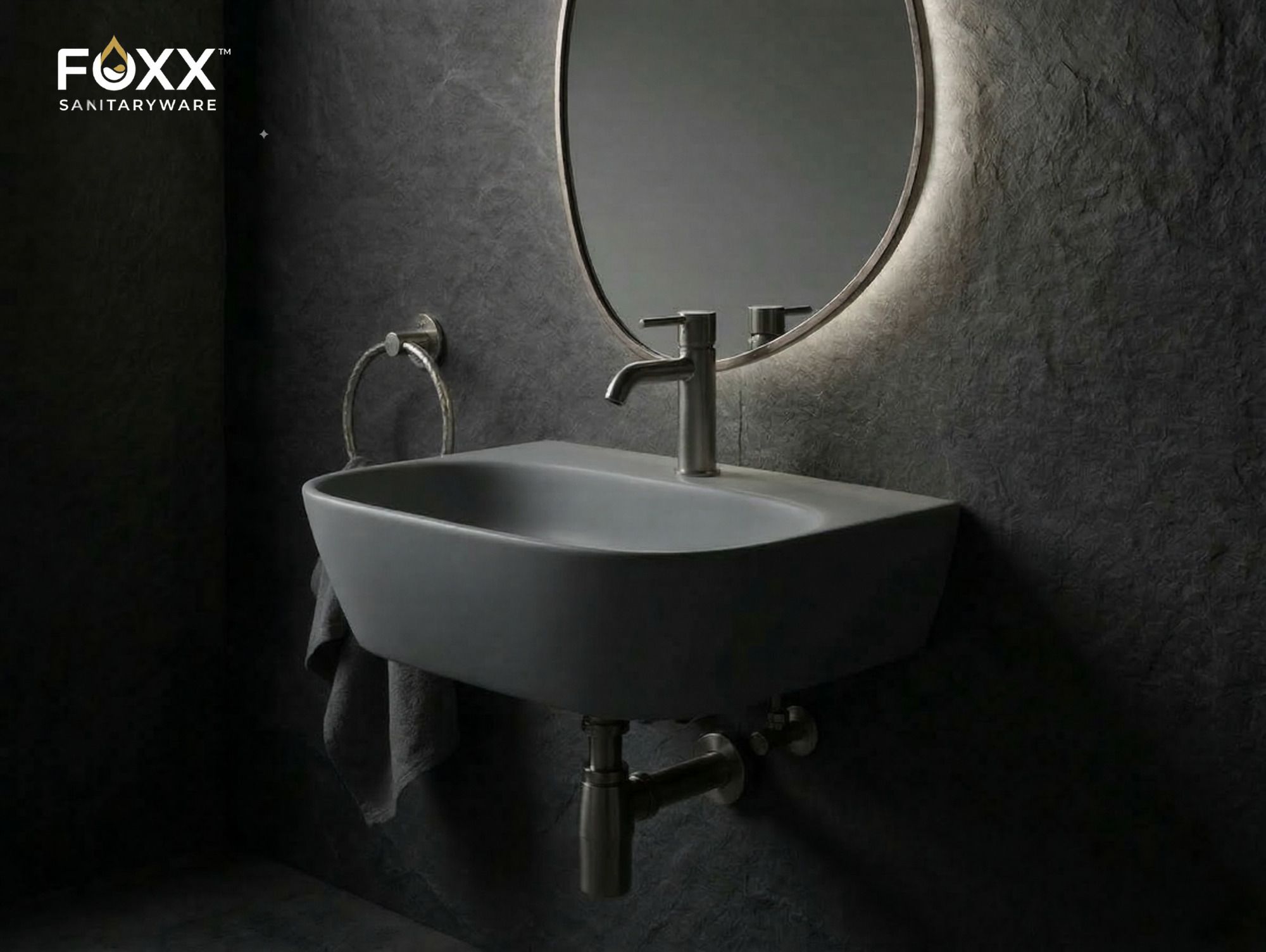 Modern Ceramic Wash Basin for Bathroom(16x12x5)(B-Grey Matt) (16x12x5)(B-Grey Matt) Wall Hung Basin-image-36