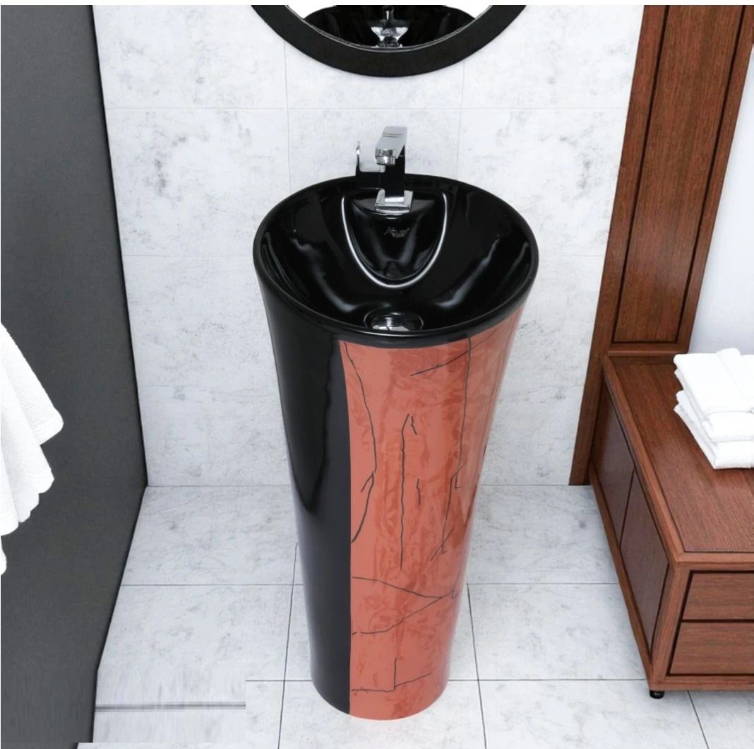 Elegant Ceramic Standing Wash Basin with Pedestal – Glossy Finish Modern TM Series Bathroom Standing Wash Basin | Durable Ceramic Pedestal Sink Pedestal Basin