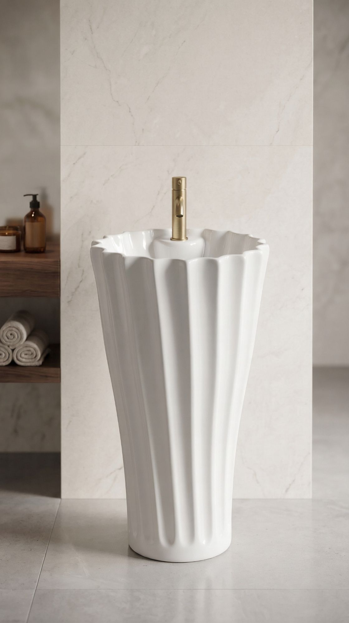 Premium White Pedestal Wash basin For Home, Restaurants & Hotels(Plain White) (16x16x32) Plain White Pedestal Basin-image-46