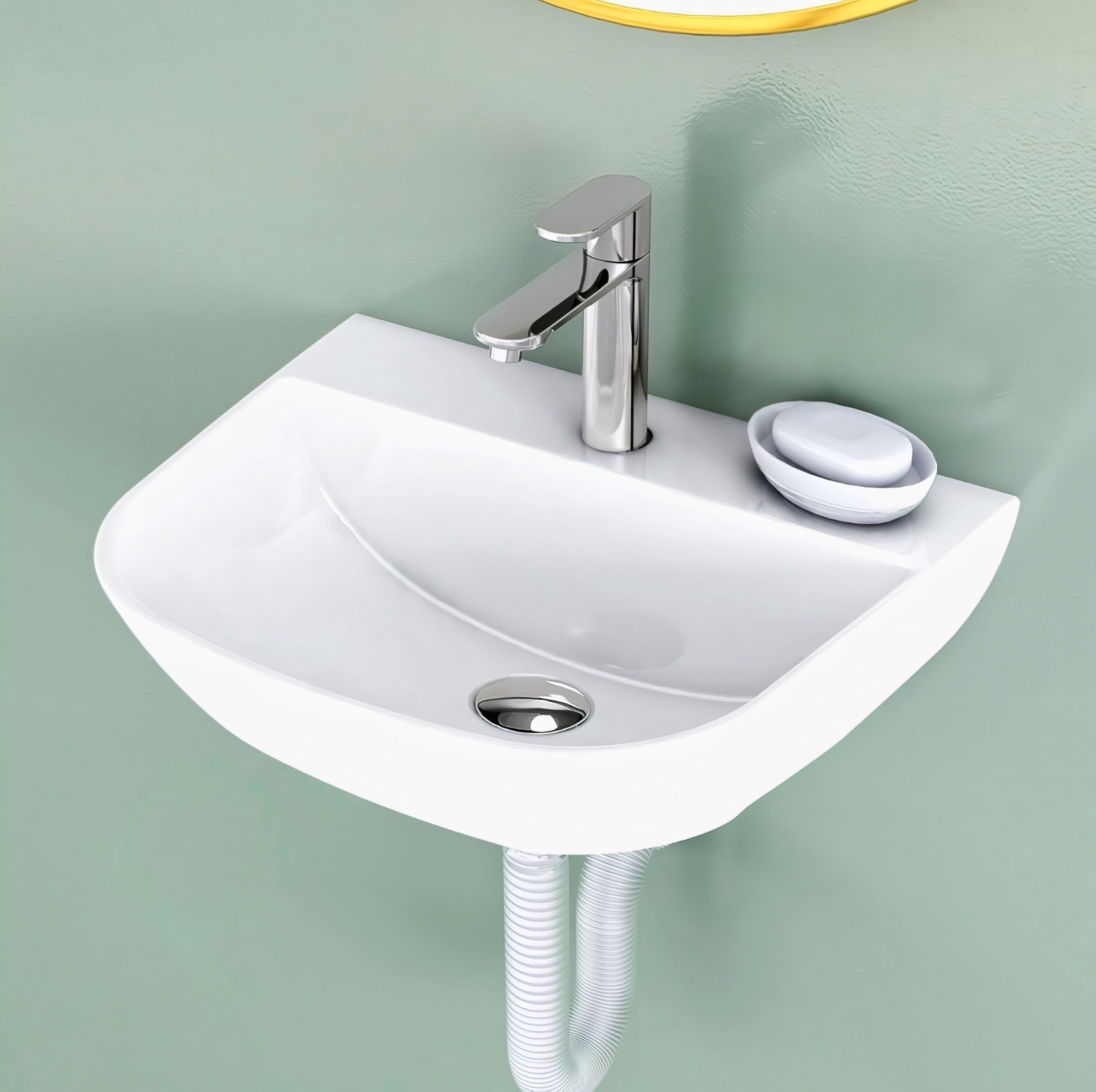 Premium Designer wall Mounted Ceramic Wash Basin (40*32*14)CM WALL HUNG BASIN CERAMIC BASIN TABLE TOP BASIN Wall Hung Basin Wall Hung Basin-image-21