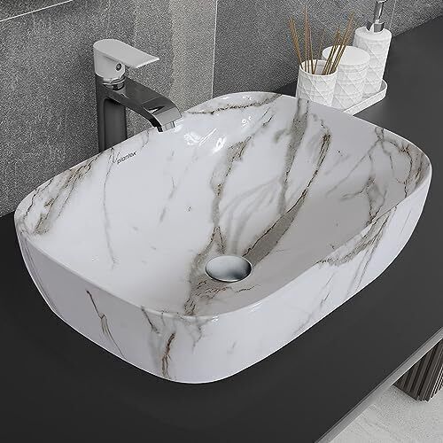 Ceramic Basin/Tabletop Wash Basin/Washbasin for Bathroom(Marble Finish) ALPHA-NS-103 Table Top Basin-image-42