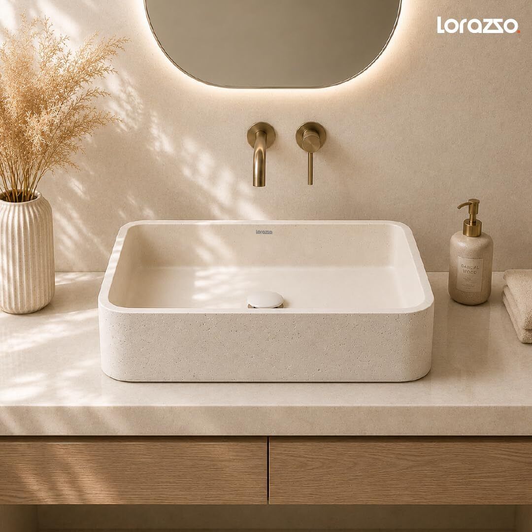 Terra Matte Stone (Ivory White) - Table Top Wash Basin (Rectangle) Terra Matte Stone Ivory White Rectangle Table Top Wash Basin Table Top Basin-image-46