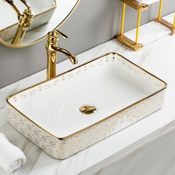 uniwell Premium Rectangle Ceramic Counter Top Bathroom Basin | Glossy Vanity Bowl | US-1004-D Table Top Basin-picture-10