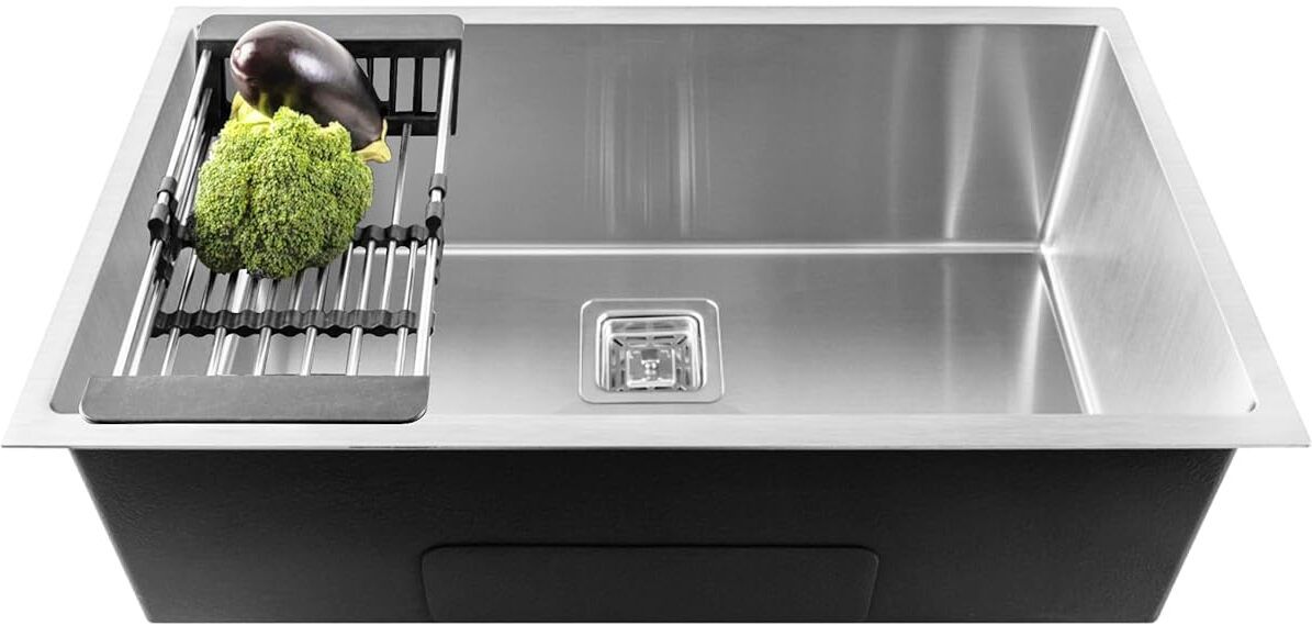 fossa 27"x20"x10" Inch Single Bowl SS-304 Grade Handmade Kitchen Sink Matte Finish FHS-20 Vessel Sink-picture-19