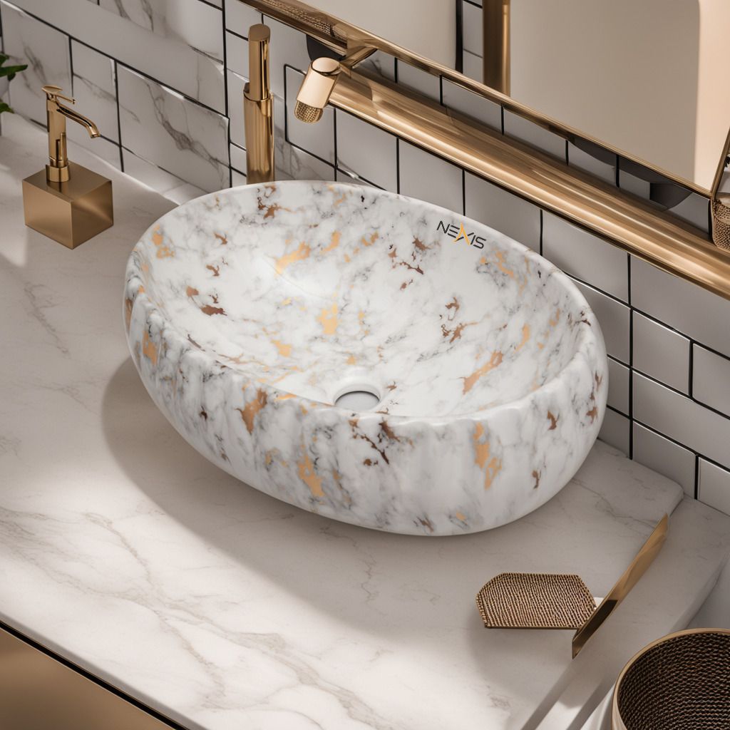 Premium Designer Ceramic Wash Basin(20x14x5.5) BALL 108 Table Top Basin