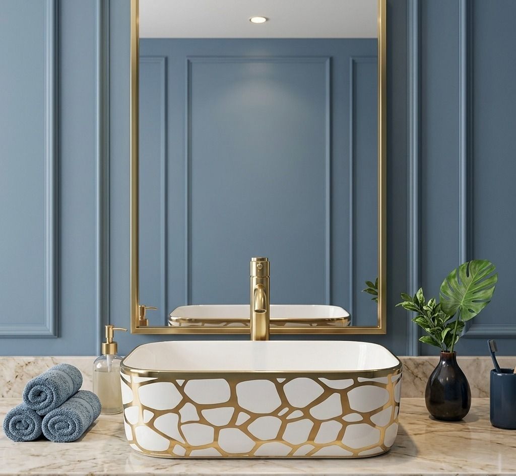 uniwell Premium Curved Shape Ceramic Counter Top Bathroom Basin | Glossy Vanity Bowl | US-1003-J Table Top Basin-picture-46