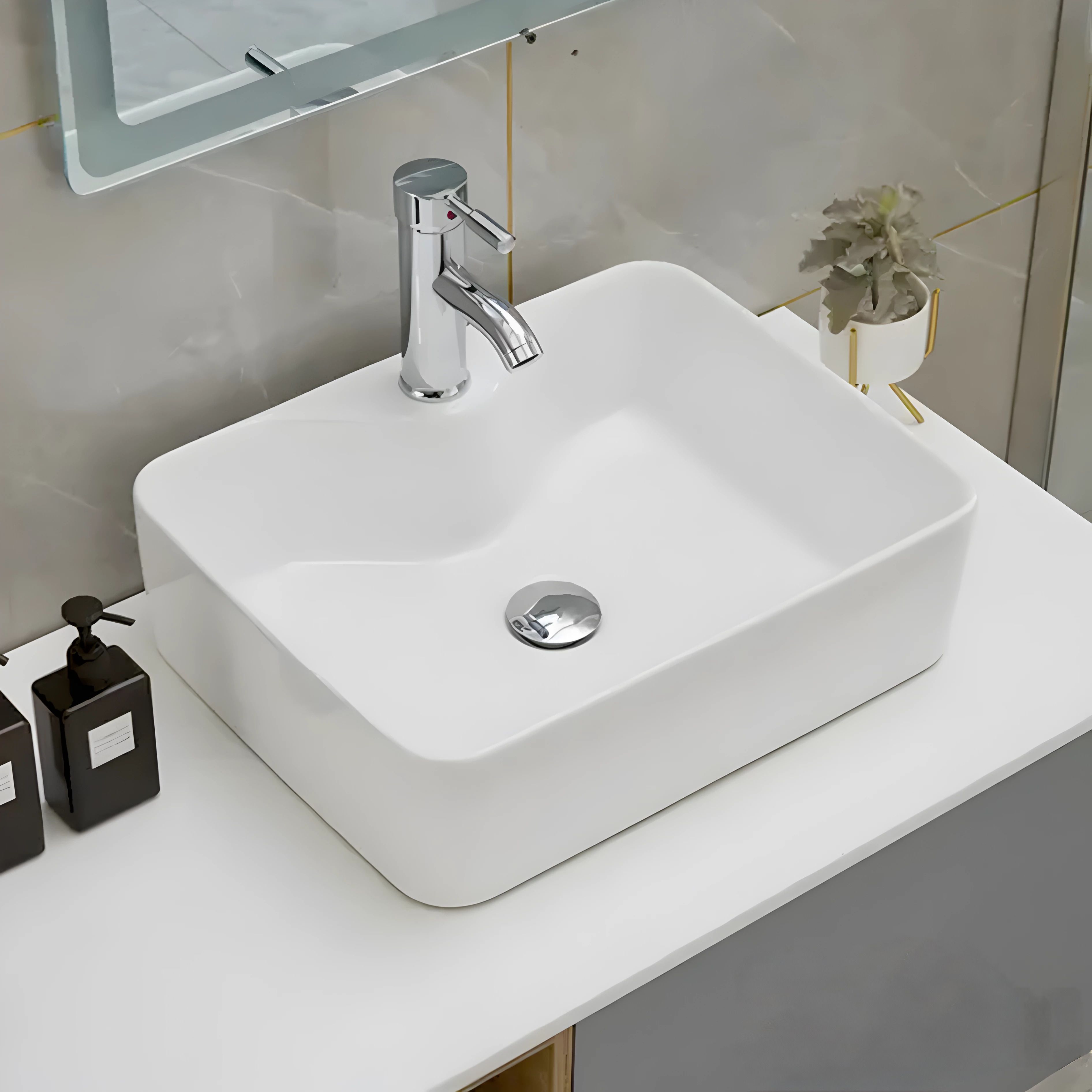 PREMIUM GRADE CERAMIC TABLE TOP WASH BASIN ( 15 * 19 ) Counter Top-image-48