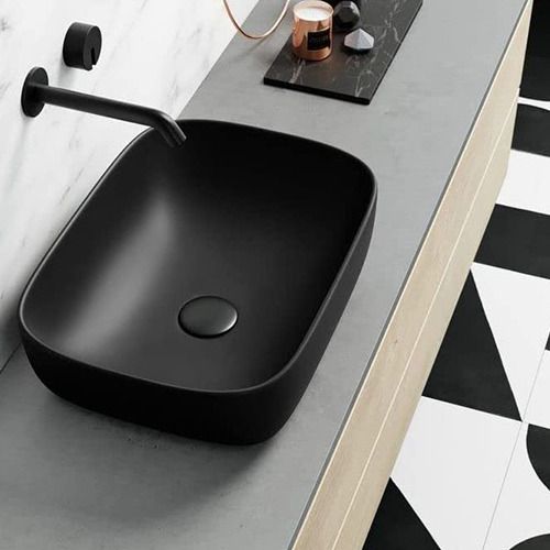 krunit KM-Basin-24 Matt Black Tabletop Basin for Bathroom and Living room 13x18x5.5 Table Top Basin-picture-11