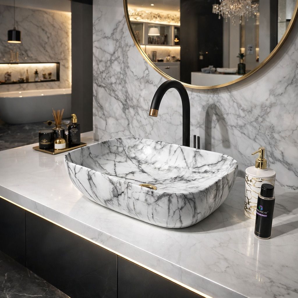 levic ceramic Premium Ceramic Bathroom Sink | Modern Designer Basin | high-gloss surface LC01-012 13X18 Table Top Basin-picture-11