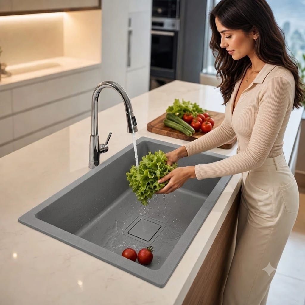 shreeya Kitchen Quartz Sink Kitchen 24x18x9 Counter Top-picture-18