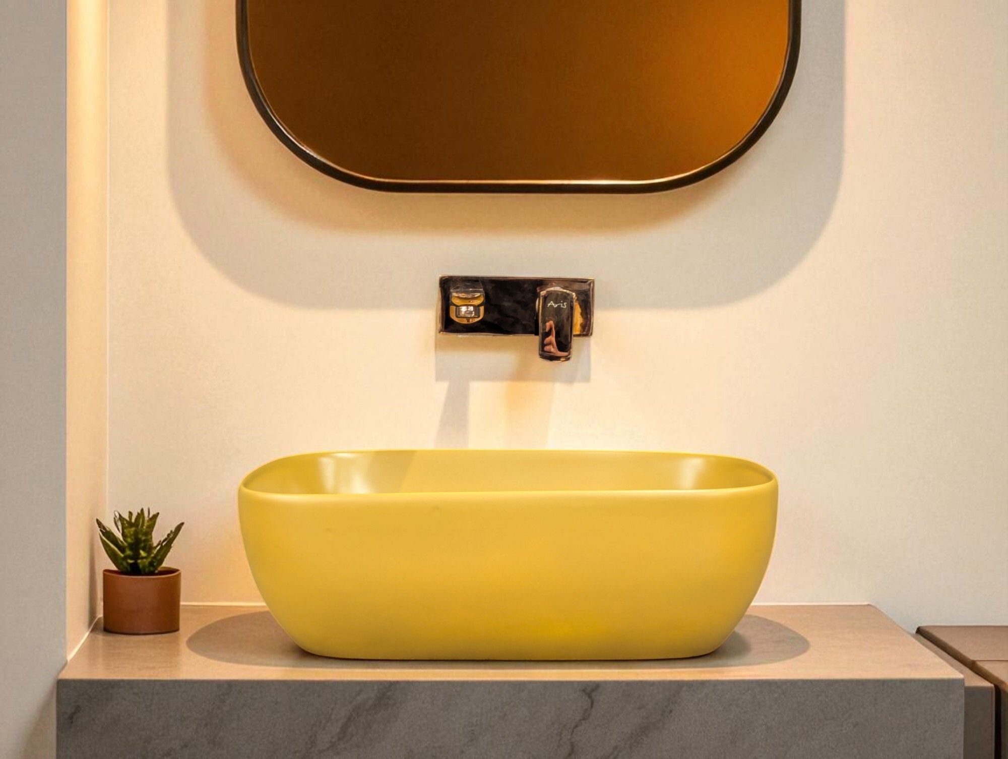 Premium Ceramic Washbasin (M-Beige) With Waste Coupling & Pipe Set (18*13*5)(Rj-Desert-Matt) Table Top Basin-image-27