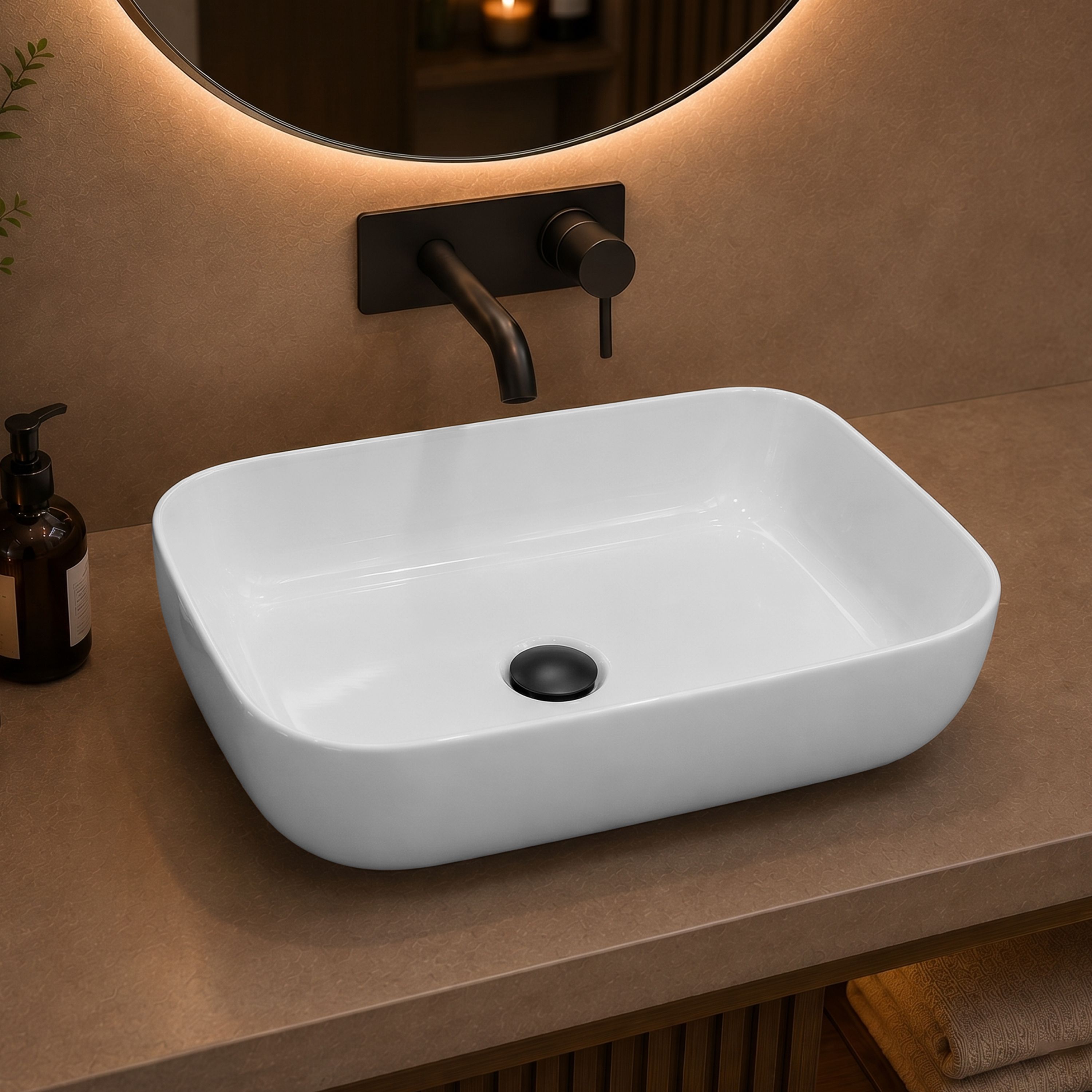 wassmist Ceramic Table Top Wash Basin | Designer Bathroom Counter Top Sink | White Counter Top-picture-40