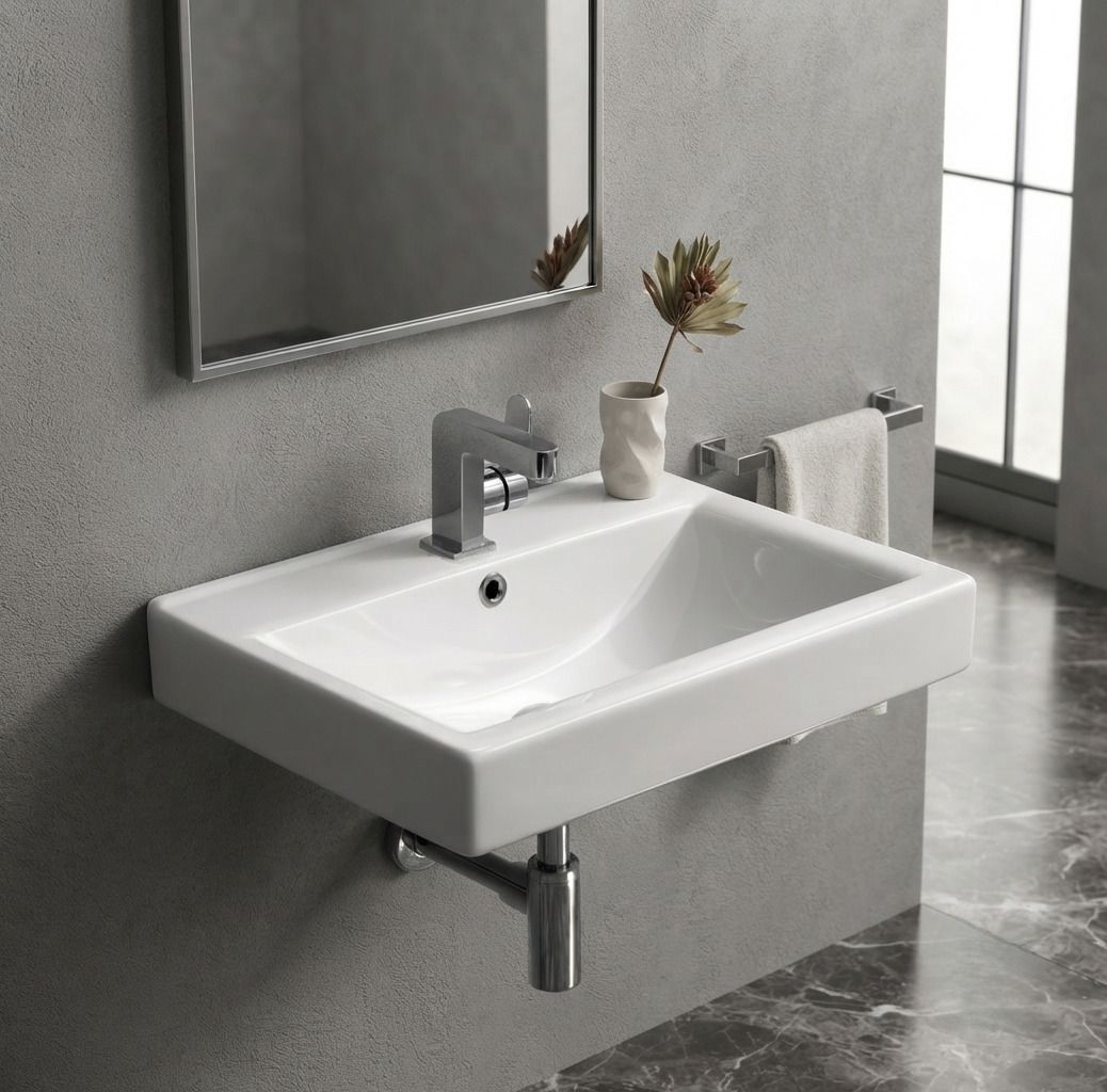 kemjo Premium Quality Ceramic Wall Mounted Bathroom Basin KM102 Wall Hung Basin-picture-27