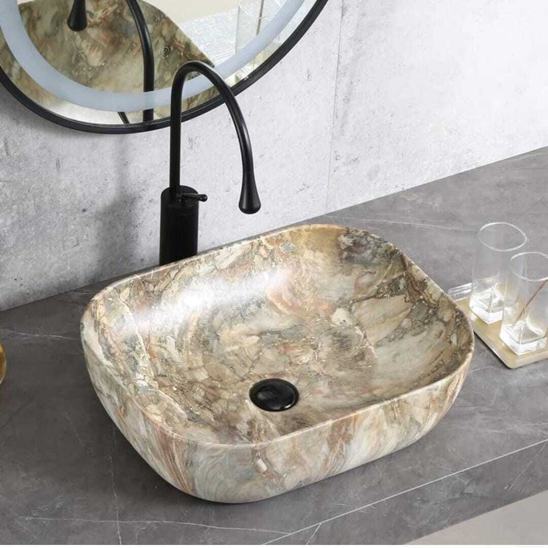 Premium Designer Ceramic Wash Basin Counter top basin glossy(18x13x5) Nek ALPHA 125 Table Top Basin-image-39