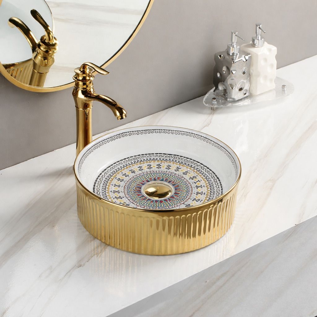 uniwell Premium Round Ceramic Counter Top Bathroom Basin | Designer Glossy Vanity Bowl | US-1009-B Table Top Basin-picture-37