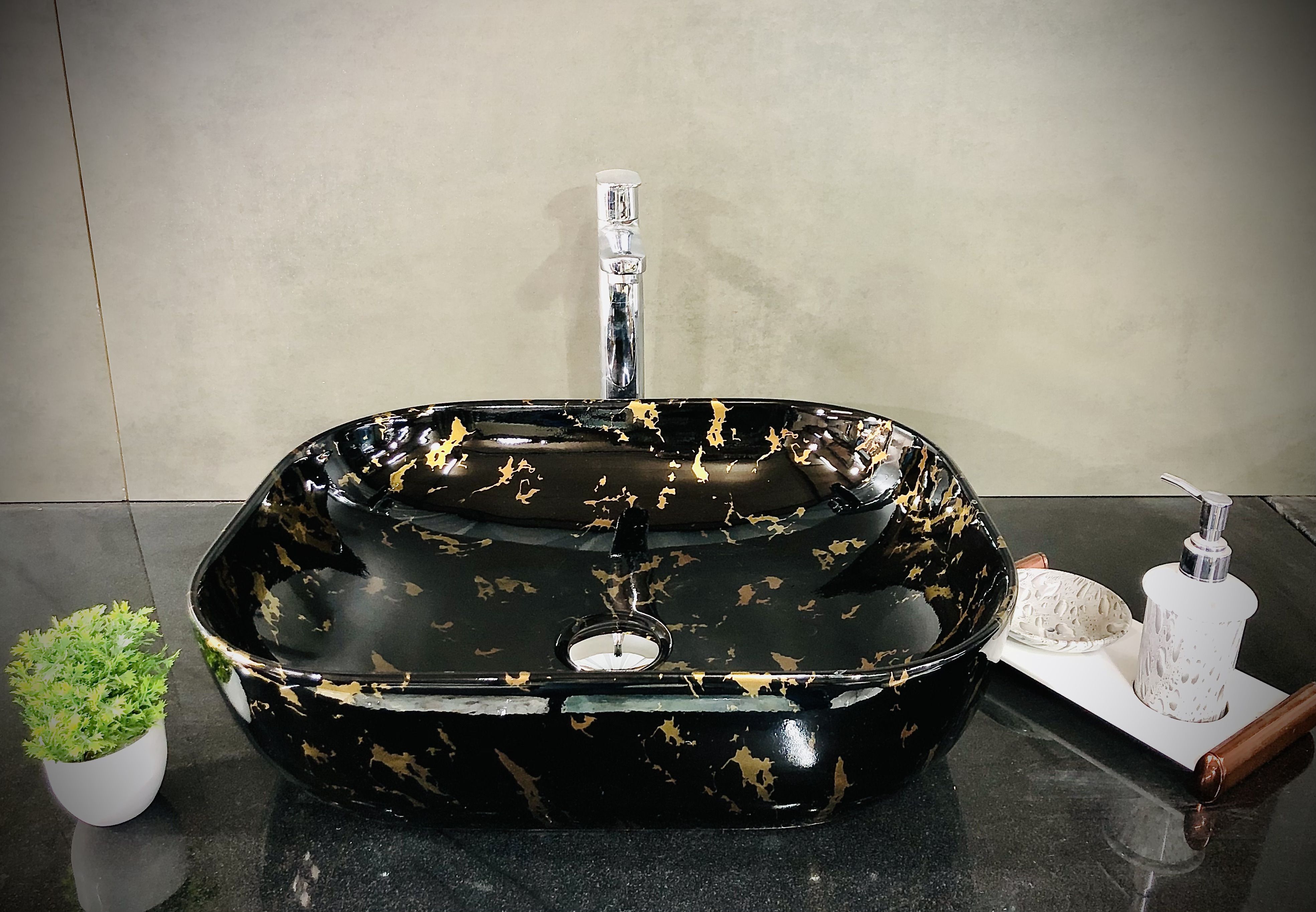 Designer Ceramic Washbasin (24) With Waste pipe & Coupling set (20x15x5)(24) Table Top Basin-image-30