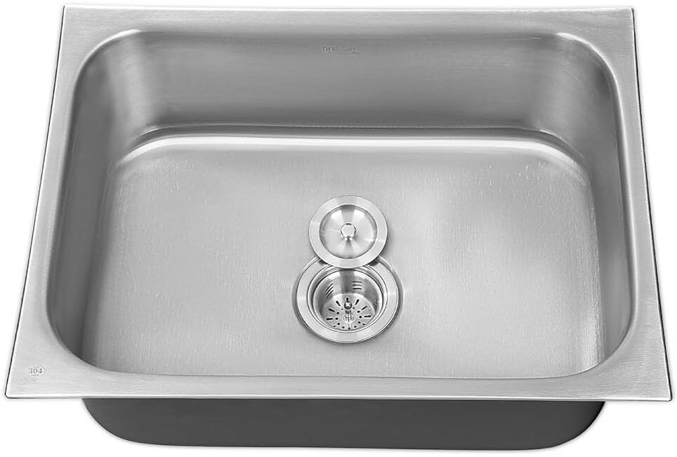hindware Kitchen Sink 24"x18"x8"| 304 Grade Stainless Steel | Pressed Single Bowl Sink with Waste Coupling | 25 Yrs Warranty Vessel Sink-picture-18