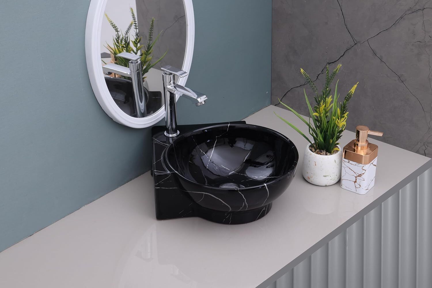 hisre Small Corner Ceramic Wash Basin for Bathroom | Wall Mounted Sink(16x 13x 5 Inch) G3907 Wall Hung Basin-picture-11