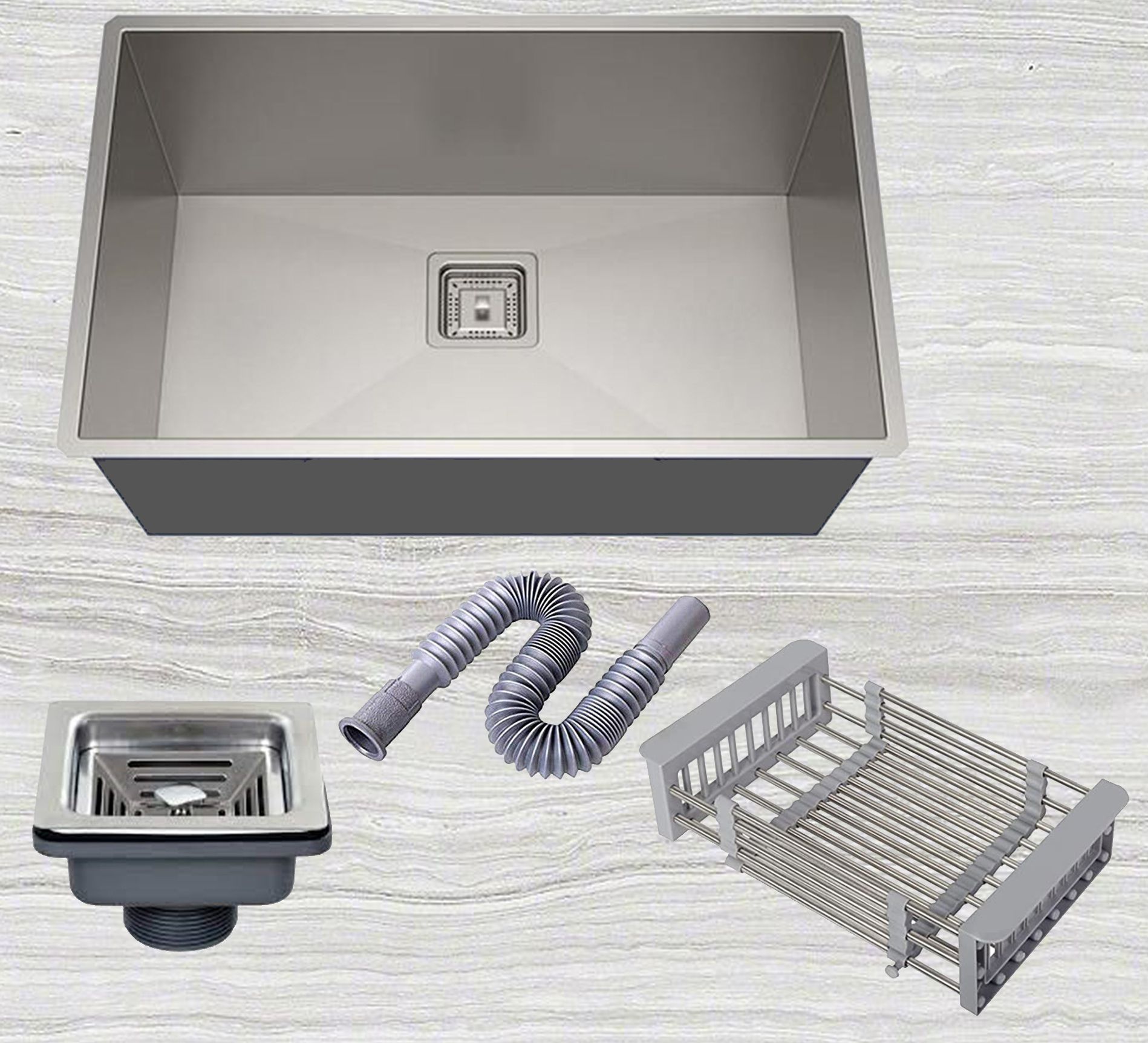 24x18x10 Handmade Sink with PVC Pipe, SS Coupling, Fruit Basket Vessel Sink