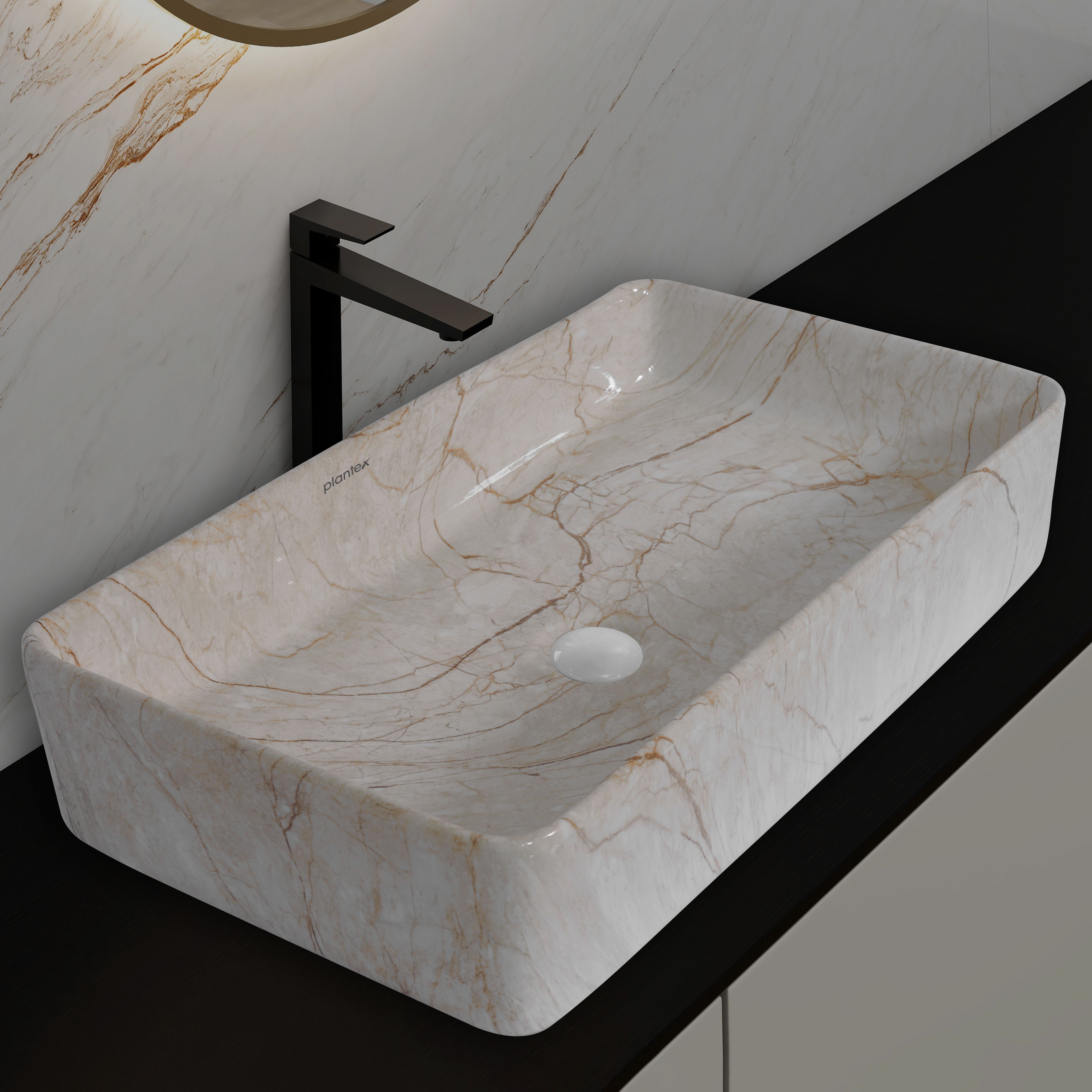 Ceramic Basin for Bathroom/Tabletop Basin/Washbasin Hand Wash -Marble Finish (APS-SLATE-NS-442) Table Top Basin-image-42