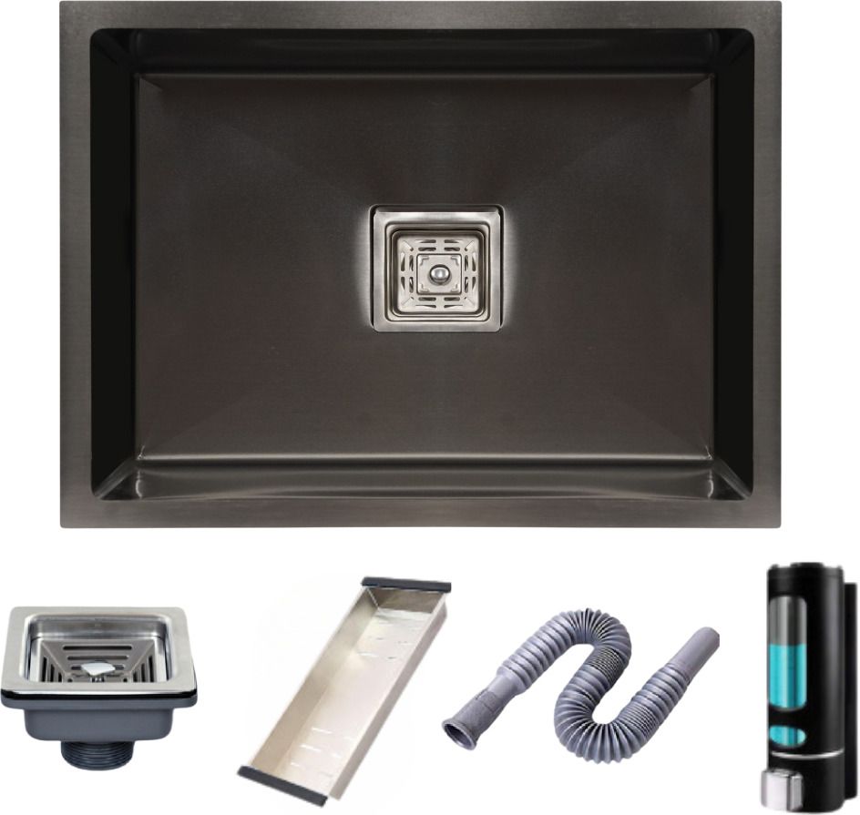 | 24" x 18" x 10" | KITCHEN SINK WITH SOAP DISPENSER & TRAY BASKET | HANDMADE KITCHEN SINK 24x18x10 INCH Vessel Sink