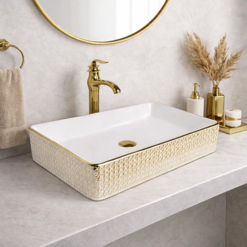uniwell Premium Rectangle Ceramic Counter Top Bathroom Basin | Glossy Vanity Bowl | US-1004-G Table Top Basin-picture-33
