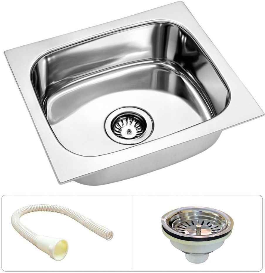 HouseX Premium Single bowl sink Kitchen sink 16x18x7 Stainless steel KS-1126 Vessel Sink-image-22