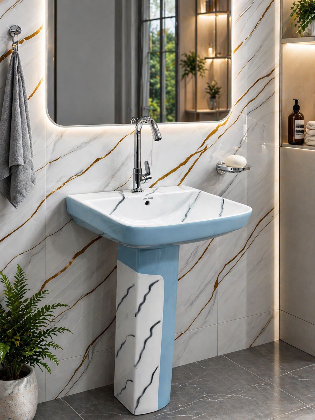 Elegant Ceramic Standing Wash Basin with Pedestal – Glossy Finish Modern Designer Pedestal Wash Basin Sink for Bathroom Home Decor Stylish Finish Pedestal Basin-image-17