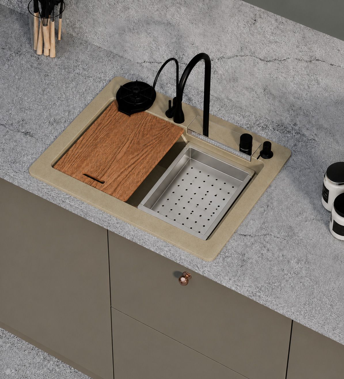dinora Quartz Multi Functional 25 x 19 inches Kitchen Sink| Quartz Multi Functional 25 x 19 inches Kitchen Sink| Vessel Sink-picture-39