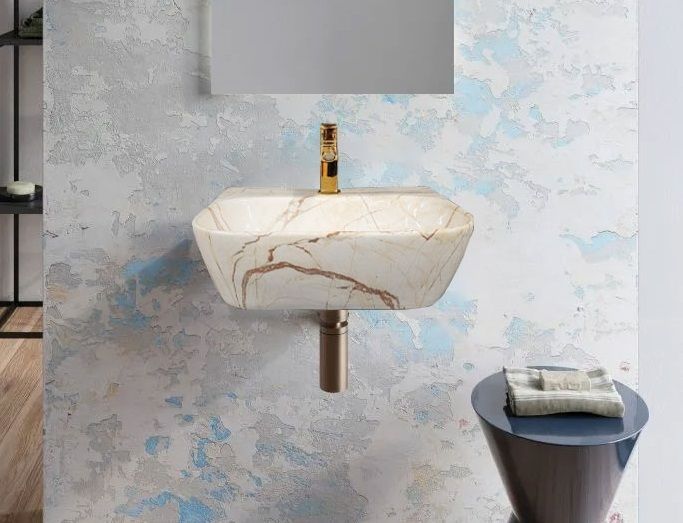 Table Top & Wall Mount Ceramic Wash Basin(DD2-09) with Waste Pipe & Coupling set DD2(16*12*5)(M09) Wall Hung Basin