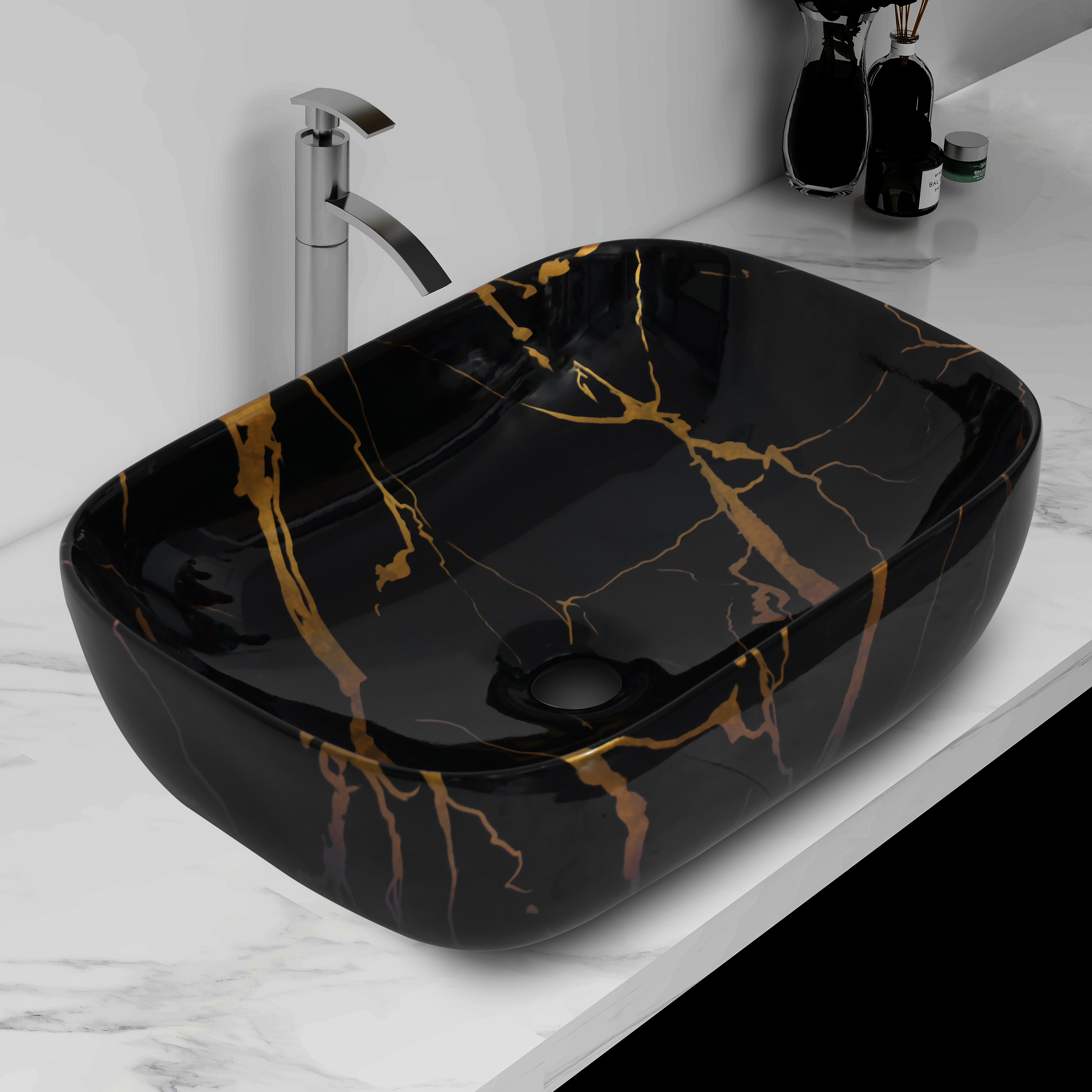 Ceramic Basin for Bathroom/Table Top Wash Basin/Washbasin -Marble Finish (ALPHA-NS-104) Table Top Basin-image-28