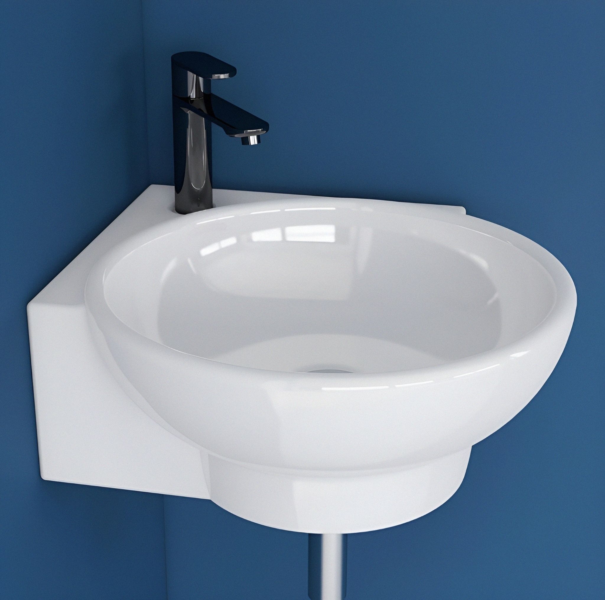 NEON Premium Ceramic Table Top & Wall Mount CORNER Wash Basin (13.3"x 13.3") SYON069 Wall Hung Basin-image-36
