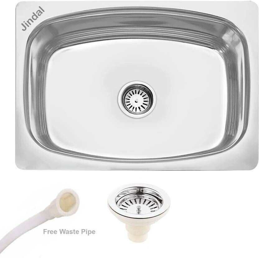 304 Grade (24×18×9) 24X18X9 Inches Stainless Steel Sink (3.5kg) With Pvc Coupling And Waste Pipe, Vessel Sink