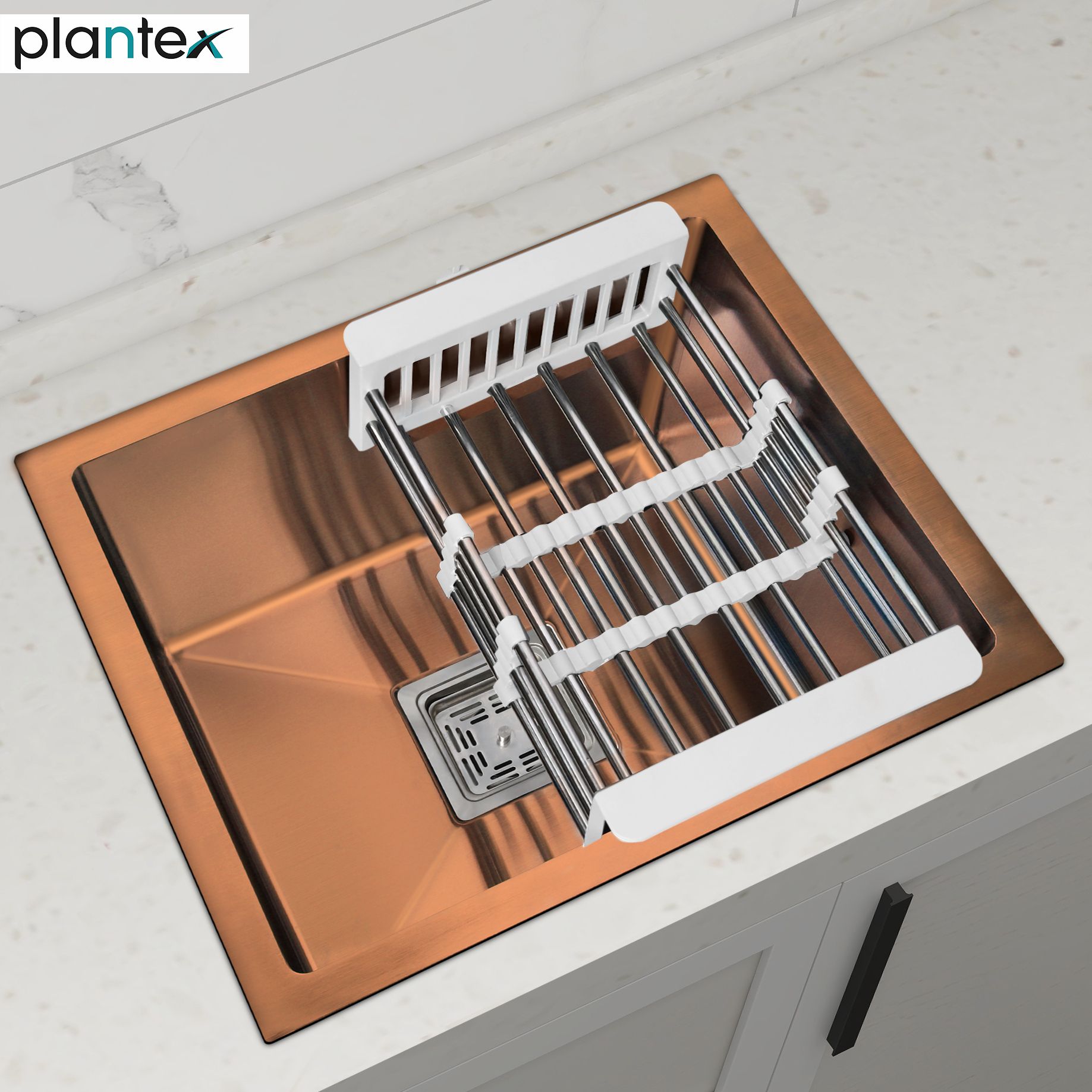 Single Bowl Handmade Kitchen Sink with Drain Rack, Hose Pipe and Square Coupling (APS-2011 , 18X16 inch) Vessel Sink-image-49