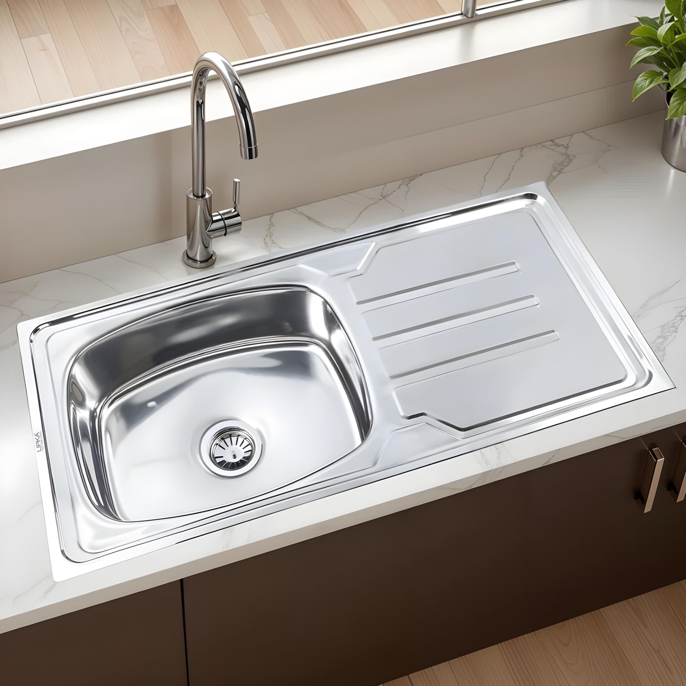 42x20x9 304-Grade Stainless Steel Round Single Bowl Kitchen Sink with Drainboard 42x20x9 Inches Vessel Sink-image-23