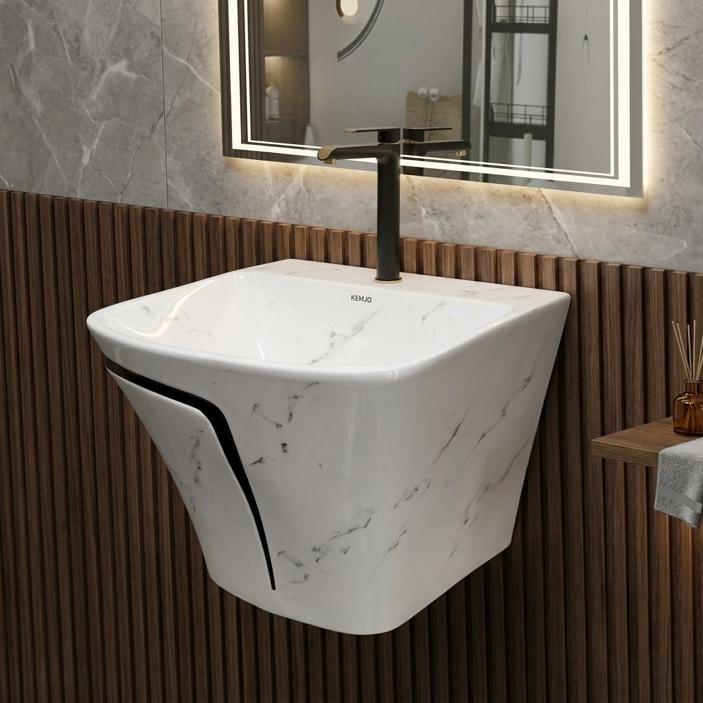 kemjo Luxurious Bathroom Look Marble Designer Wash Basin SF207 Wall Hung Basin-picture-39