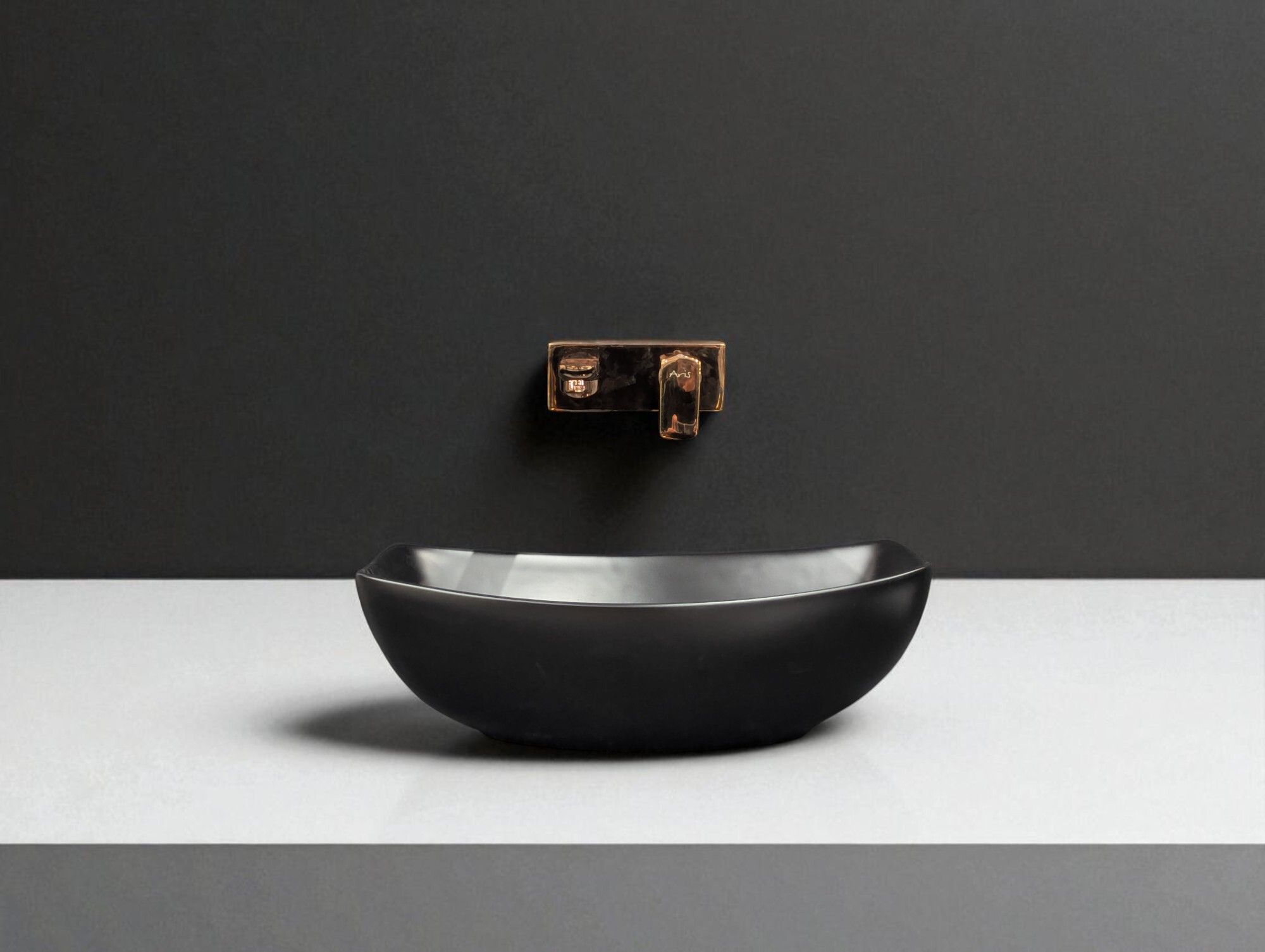 Premium Designer(M-Black-Matt) Ceramic Washbasin With Waste Coupling &Pipe Set (18x13x5)(M-Black-Matt) Table Top Basin-image-15