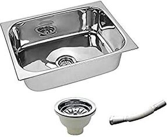 Glossy Finish Stainless Steel Sink with SS Coupling And adjustable Plastic Pipe Monarch_20x17x8 Vessel Sink