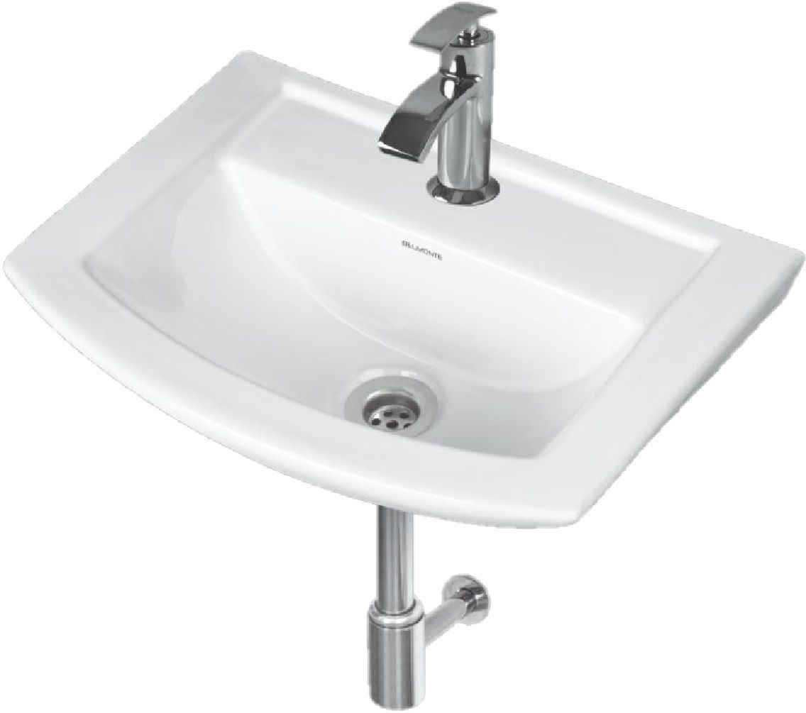 Wall Hung Glossy Finish White Sink Wash Basin for Bathroom Size 18 x 13 x 6 Inch Wall Hung Basin-image-41