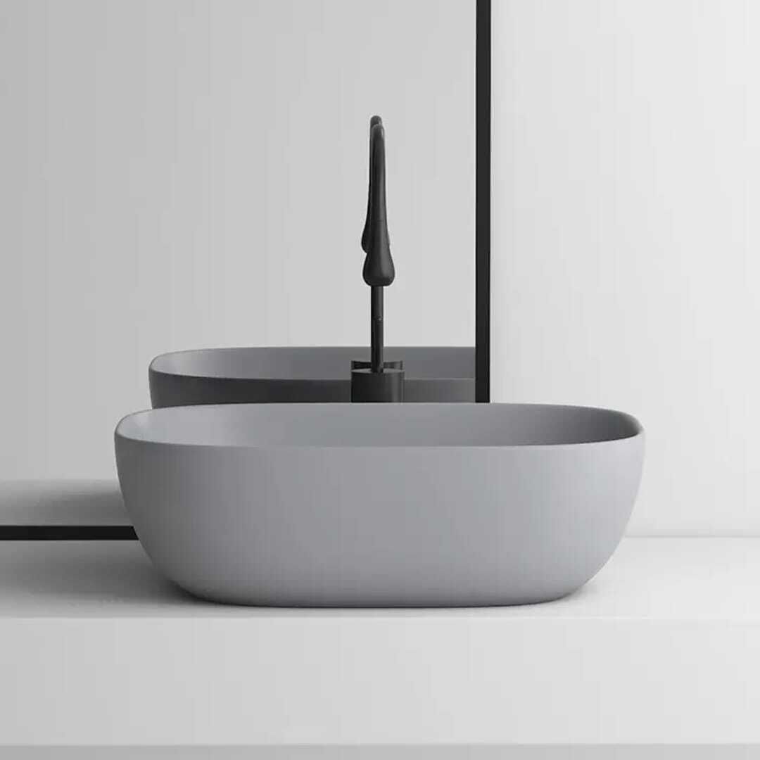 Premium Ceramic Wash Counter top (matt) 18x13x5 inch grey matt Table Top Basin-image-37
