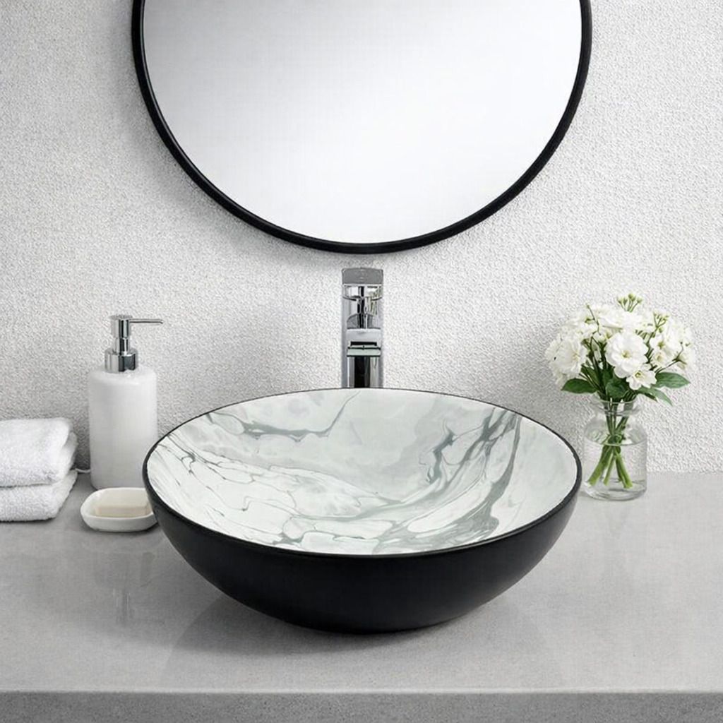 uniwell Premium Oval Ceramic Counter Top Bathroom Basin | Designer Matte Vanity Bowl | US-1010-A Table Top Basin-picture-27