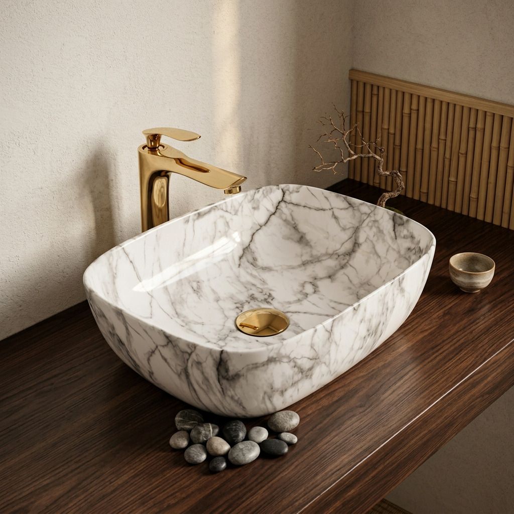 Premium Ceramic Table Top Wash Basin (18x13x5 INCH) E-102 Counter Top-image-25