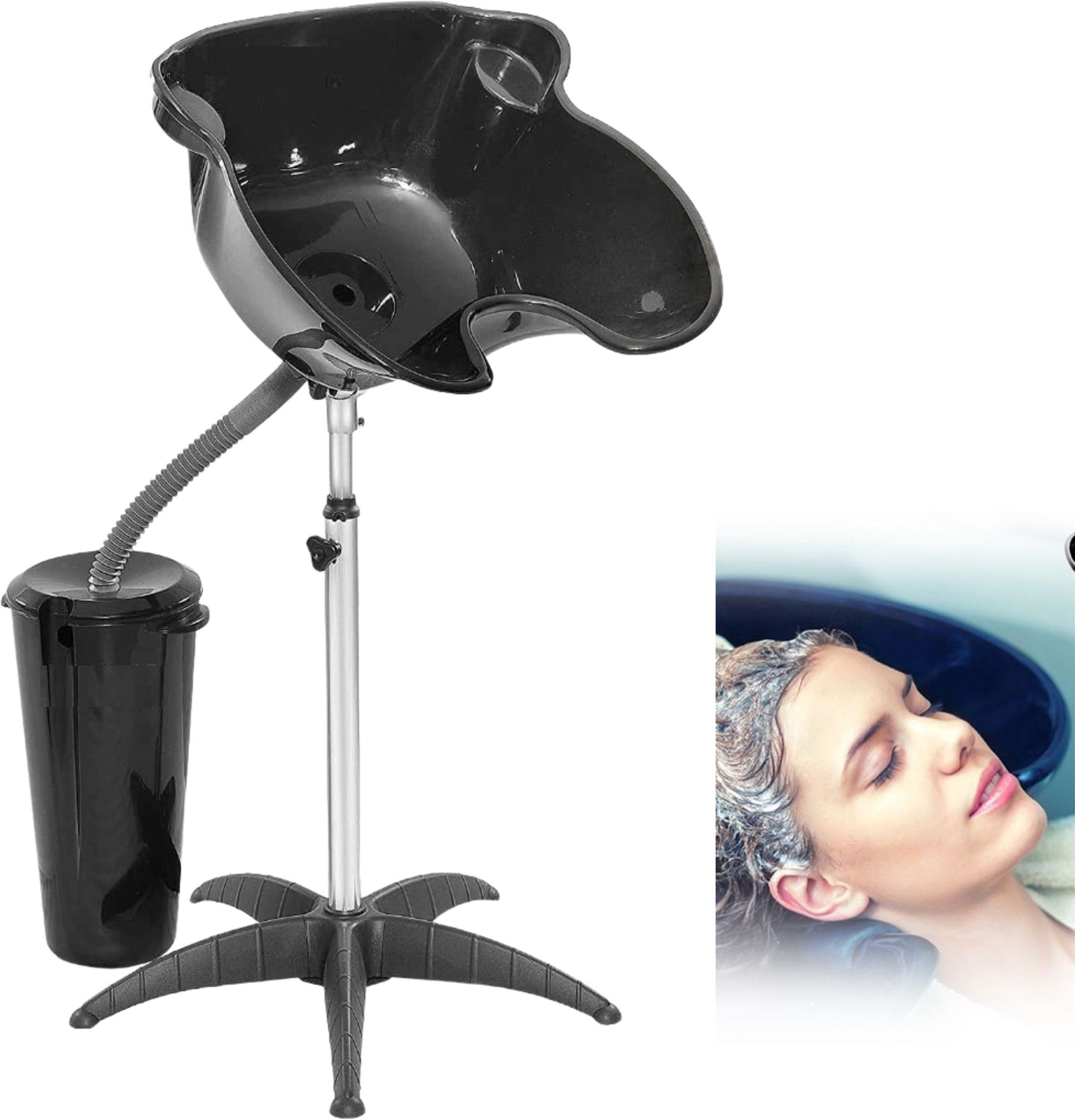 and Drain Hose, Ideal for Hair Salons & Home Care Salon Shampoo Bowl – Portable Hair Washing Basin with Adjustable Stand Table Top Basin-image-37