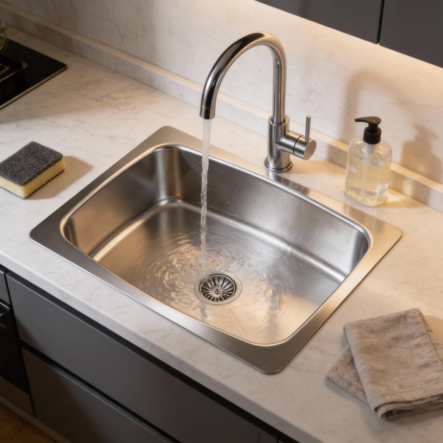 STI 22X18X8 Stainless Steel Kitchen Sink 22x18 Inch Single Bowl Sink Counter Top-image-12