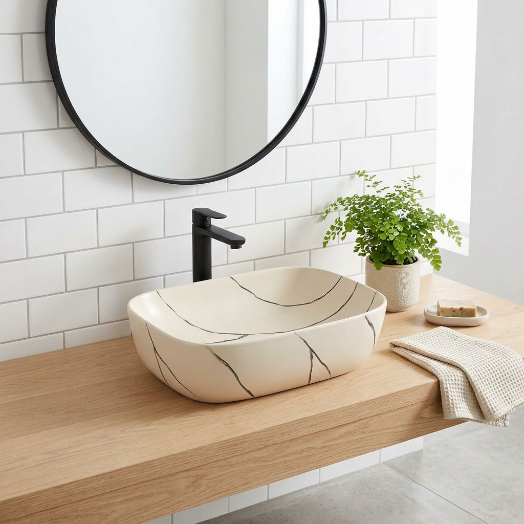 sinora Premium Ceramic Table Top Wash Basin (18x13x5 INCH) M-1024 Counter Top-picture-39